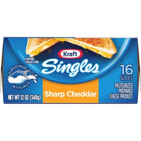 Kraft Singles Sharp Cheddar Cheese Slices 16 Ct 12 Oz Foods Co