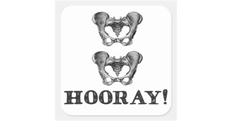 Hip Hip Hooray Anatomy Message Square Sticker Zazzle