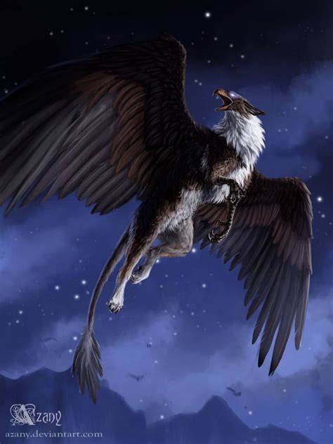 Commission Griffin At Night By Azany Mythical Creatures Art Griffin