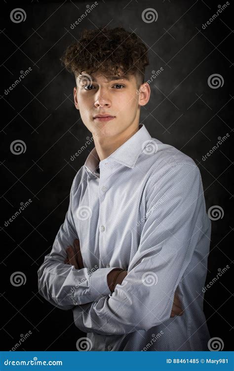 White Teenage Boy Studio Portrait Stock Image Image Of School