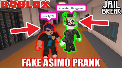 Asimo Joined The Game Roblox Jailbreak Fake Asimo Prank Youtube