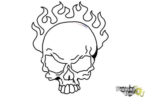 How To Draw A Skull On Fire Drawingnow