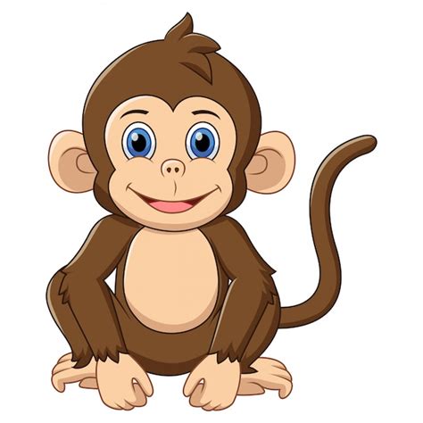 Macaco Bonito Desenho Animado Pensando Personagem De Desenho Animado