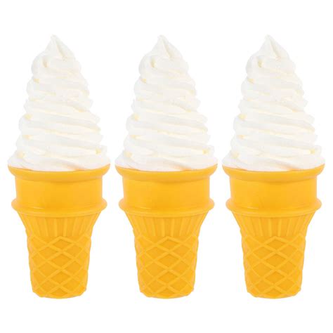 3pcs Artificial Ice Cream Cone Model Fake Ice Cream Cone Prop Simulation Imitation Fake Food