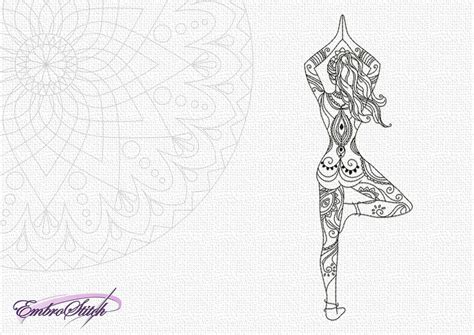 The Embroidery Design Yoga Girl In Pose Of Tree Will Look Good On Midi