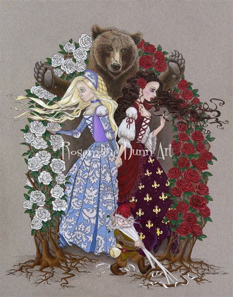 Snow White And Rose Red Fairy Tale Print Etsy