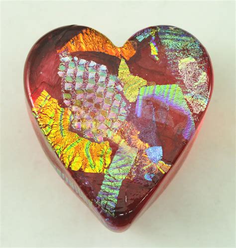 Ruby Dichroic Heart Paperweight By Ken Hanson And Ingrid Hanson Art Glass Paperweight Artful