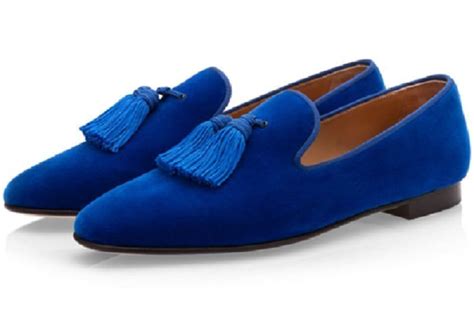 Handmade Mens Royal Blue Tassels Loafer Velvet Shoes Etsy