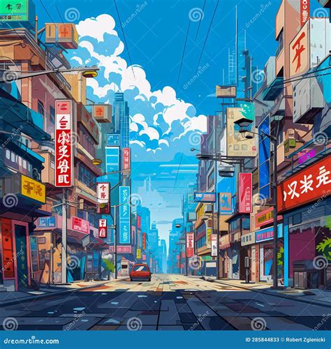 Manga Adventures in Tokyo Streets, Generative AI Stock Illustration