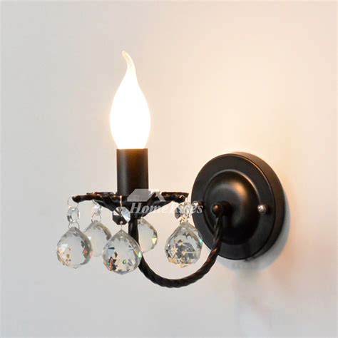 Crystal Wall Sconce Lighting Wrought Iron Decorative Bathroom Candle