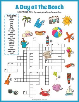 What was your favorite summer vacation? Summer Crossword Puzzle: A Day at the Beach by Puzzles to ...