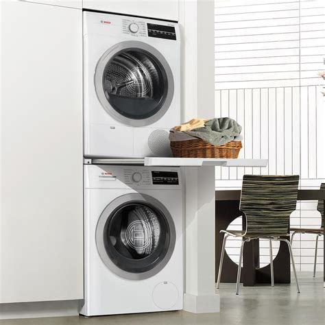 Bosch 24 In Compact Laundry Stacking Kit With Shelf In White Wtz11400uc The Home Depot