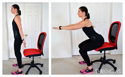 Exercising in your room is also a viable option if you are pressed for time or just prefer to exercise alone. Leg exercises you can do from your office chair - SheKnows