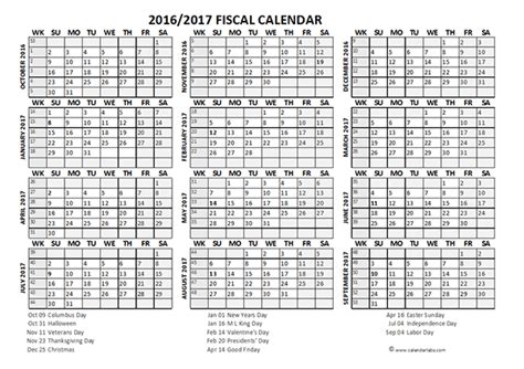 2016 Fiscal Year Calendar Usa 08 Free Printable Templates