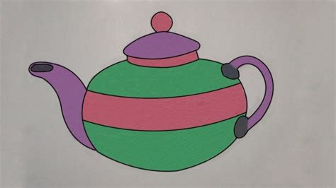 how to draw a tea pot easy tea kettle drawing for kids - YouTube