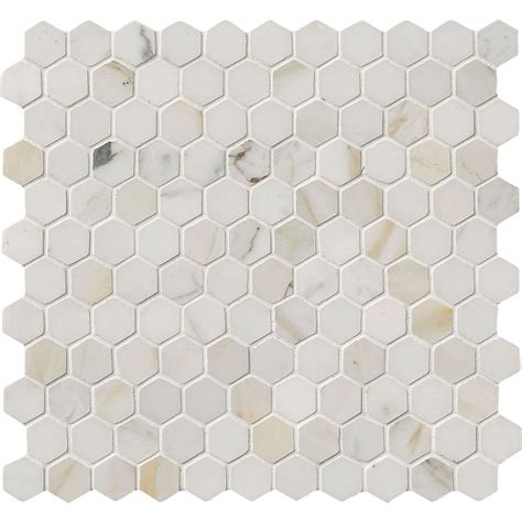 Calacatta Gold Hexagon 1x1 Polished Marble Mosaic Tile