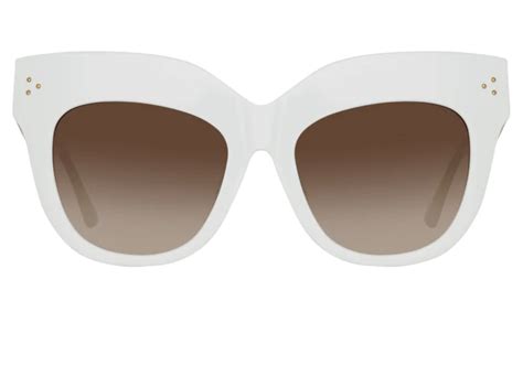 Linda Farrow The Dunaway Oversized Sunglasses White La Boutique Eyewear
