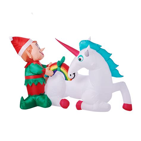 Holiday Time Elf With Unicorn Inflatable 7