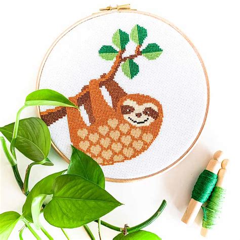 Cross stitch is a very simple craft, but there are many techniques and tricks to make stitching more enjoyable and improve how your finished product looks. Sloth cross stitch kit | Studio Koekoek | Modern cross ...
