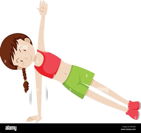 Girl Doing A Side Plank Illustration Stock Vector Image And Art Alamy