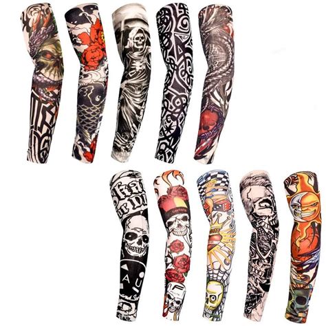 Buy Tattoo Sleeves For Men Women，10 Pcs Arm Sleeves，fake Piercings Temporary Tattoos Cover Up