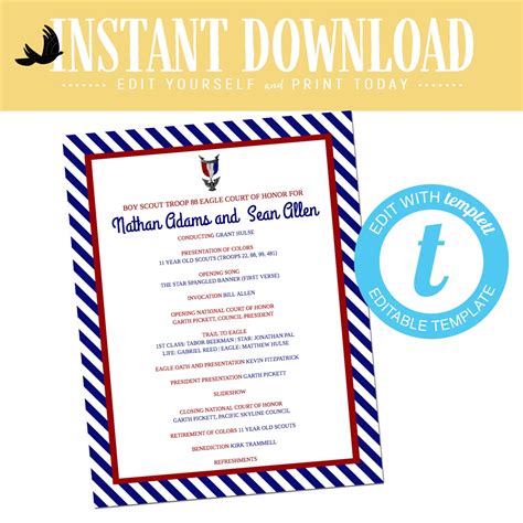 There is also a requirements booklet with a merit badge list for quick reference. Eagle Court Of Honor Invitation Template • Business ...