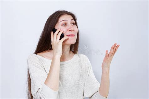 Young Woman Emotionally Talking On The Phone Stock Photo Image Of