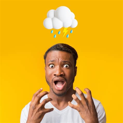 Premium Photo Sad Shocked Excited Mature Black Male With Open Mouth With Abstract Cloud