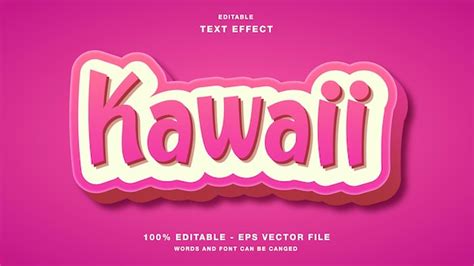 Premium Vector Kawaii Pink 3d Editable Text Effect