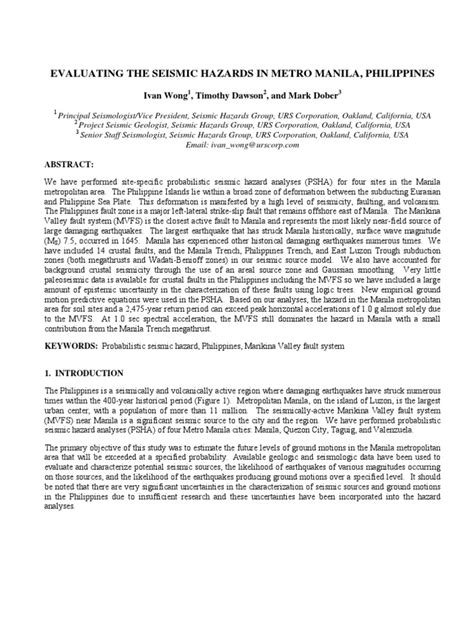The philippine topographic maps at scale 1:250,000 were produced with information from the philippine coast and geodetic survey, army map service, corps of engineer, us coast and geodetic survey, bureau of public highways, and other agencies. Evaluating the Seismic Hazards in Metro Manila ...