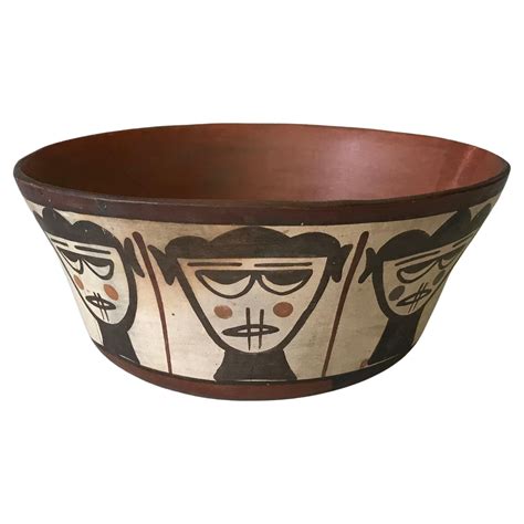Pre Columbian Rare Nazca Trophy Head Bowl Peru at 1stDibs | textile