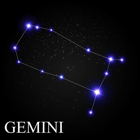 Gemini Zodiac Sign with Beautiful Bright Stars on the Background of