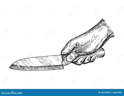 Hand Holding A Knife Vector Stock Vector Illustration Of Design