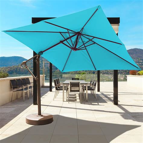 Galtech 10 X 10 Ft Square Aluminum Patio Cantilever Umbrella W Easy