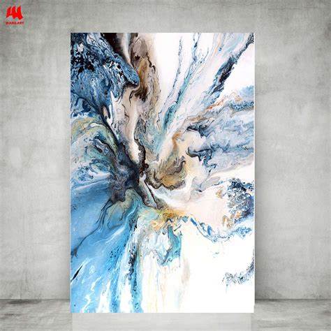 Wangart Colorful Ocean Large Abstract Poster Canvas Art