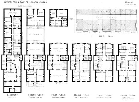 Plan For A Row Of London Townhouses By Mr Kerr Architect 1864