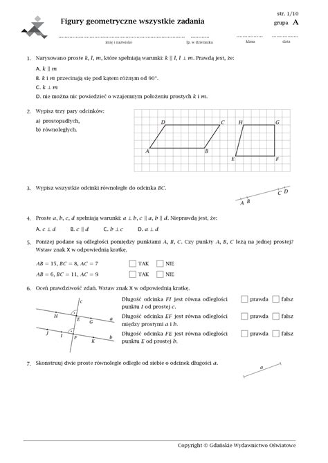 Figury Na Płaszczyźnie Klasa 7 - 10 Figury geometryczne wszystkie zadania - Pobierz pdf z Docer.pl