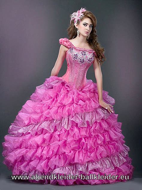 Die hochzeit in einem rosa hochzeitskleid wird bei den. Prinzessin Abendkleid Ballkleid mit Trägern in Pink 'mode ...