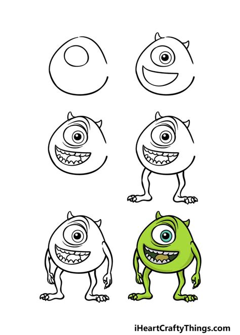 Mike Wazowski Drawing How To Draw Mike Wazowski Step By Step