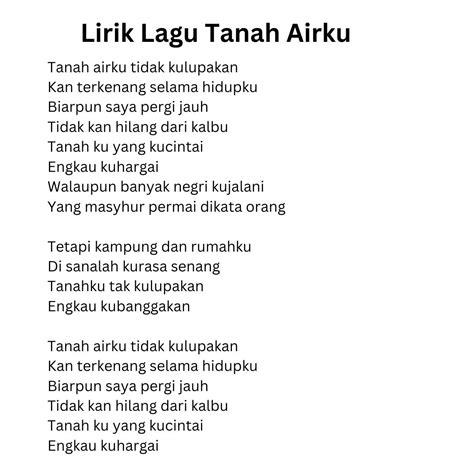 Lirik Lagu Tanah Airku Lagu Nasional Indonesia