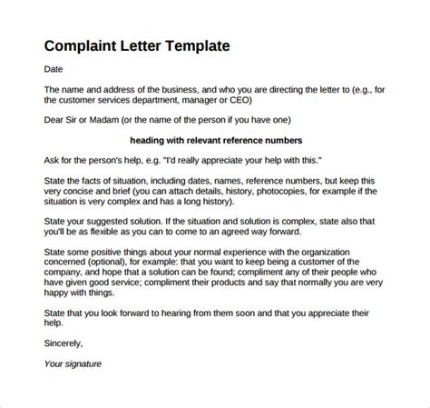 It puts your complaint on record with the company, helps preserve any legal rights you may have in the situation, and lets the company know you're serious about pursuing the complaint. FREE 17+ Sample Complaint Letter Templates in Google Docs ...