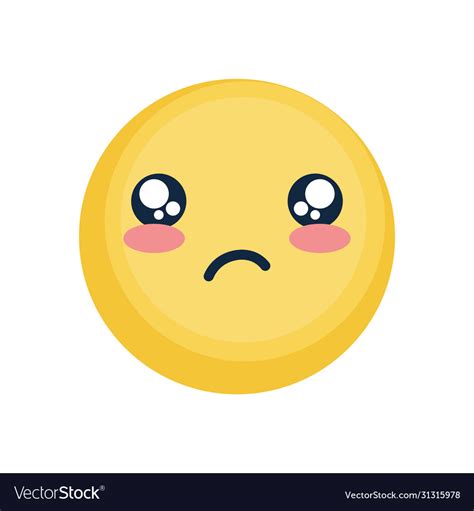 Emoji With Disappointed Face Icon Flat Style Vector Image