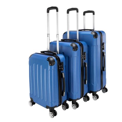 Zimtown Hardside Lightweight Spinner Dark Blue 3 Piece Luggage Set With