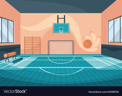 School Basketball Court Cartoon Gym Royalty Free Vector