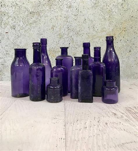 Vintage Purple Bottle Lot Amethyst Glass Antique Bottles Instant Collection Vintage Bottle