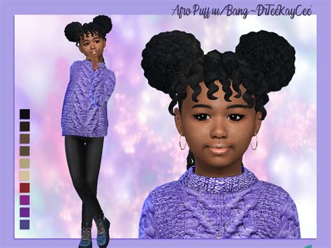 The Sims Resource Afro Puffs With Twisty Bangs Child