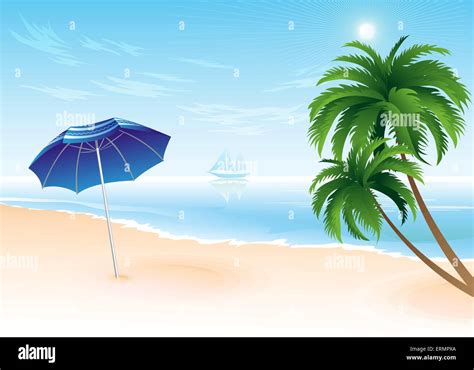 Été plage de palmiers vector illustration Image Vectorielle Stock Alamy