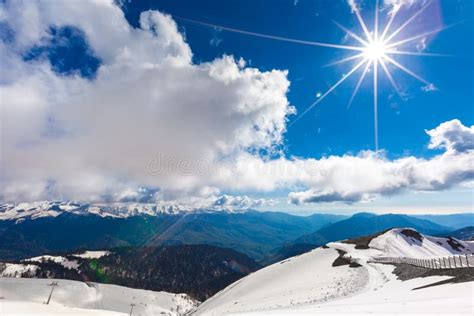 Ski Resort At Caucasus Mountains Rosa Peak Sochi Russia Stock Image