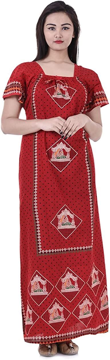 Apratim Women Cotton Nightwear Gown Sexy Nighties Nighty Sleepwear Indian Palki Dress Long Skirt
