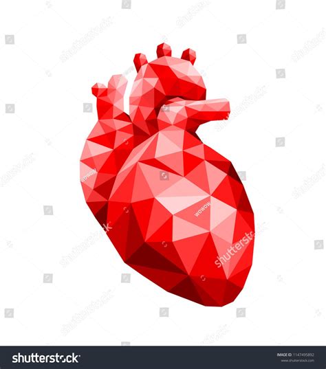 Polygonal Art Of Human Heart Design Faceted Low Poly Geometry Effect